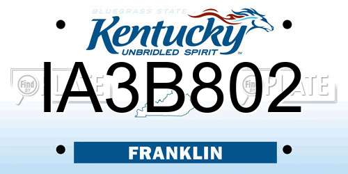 IA3B802 Kentucky License Plate