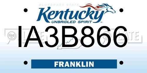IA3B866 Kentucky License Plate