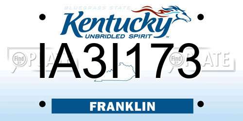 IA3I173 Kentucky License Plate