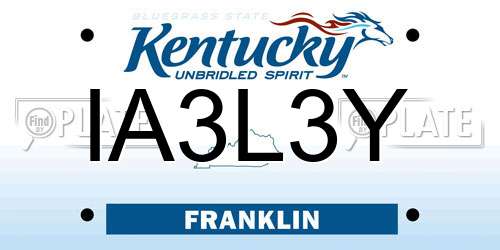 IA3L3Y Kentucky License Plate