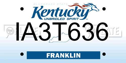 IA3T636 Kentucky License Plate