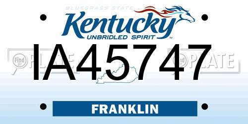IA45747 Kentucky License Plate