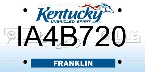IA4B720 Kentucky License Plate