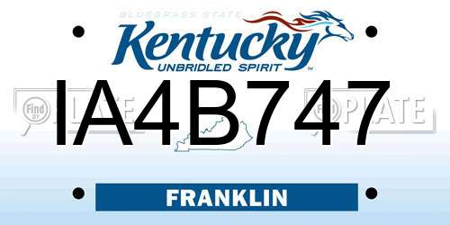 IA4B747 Kentucky License Plate