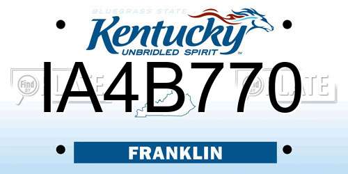 IA4B770 Kentucky License Plate