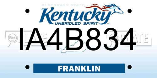 IA4B834 Kentucky License Plate