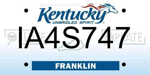 IA4S747 Kentucky License Plate