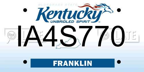 IA4S770 Kentucky License Plate