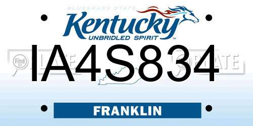 IA4S834 Kentucky License Plate