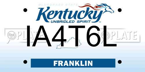 IA4T6L Kentucky License Plate