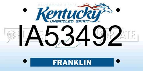 IA53492 Kentucky License Plate