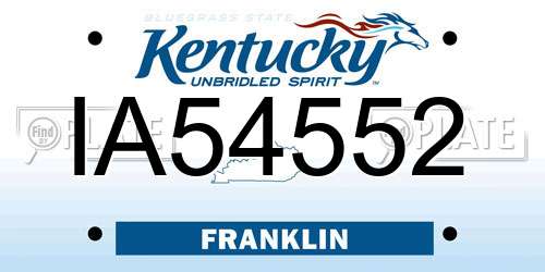 IA54552 Kentucky License Plate