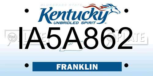 IA5A862 Kentucky License Plate