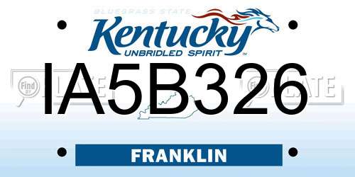 IA5B326 Kentucky License Plate