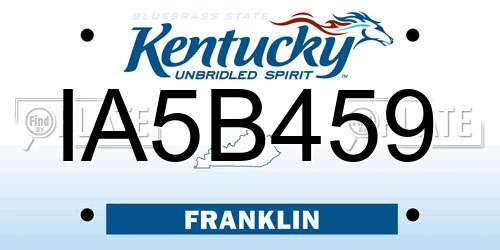 IA5B459 Kentucky License Plate