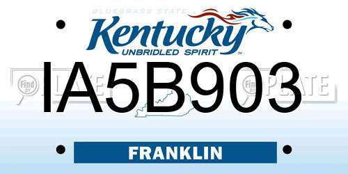 IA5B903 Kentucky License Plate