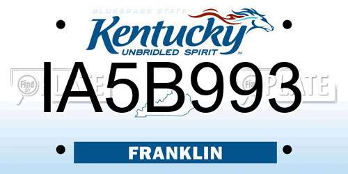 IA5B993 Kentucky License Plate