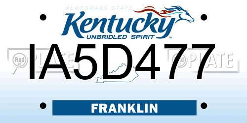 IA5D477 Kentucky License Plate