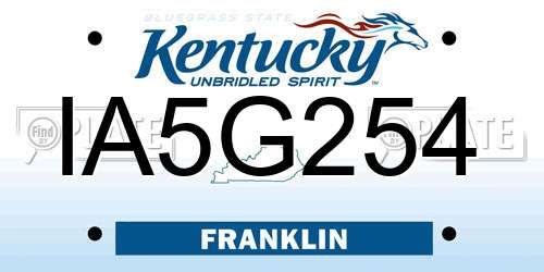 IA5G254 Kentucky License Plate