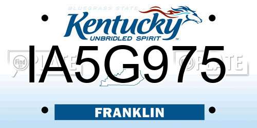 IA5G975 Kentucky License Plate