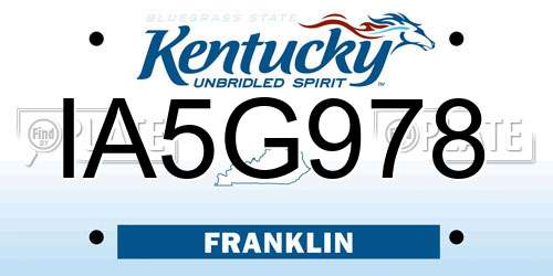 IA5G978 Kentucky License Plate