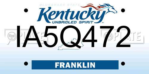 IA5Q472 Kentucky License Plate