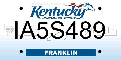 IA5S489 Kentucky License Plate