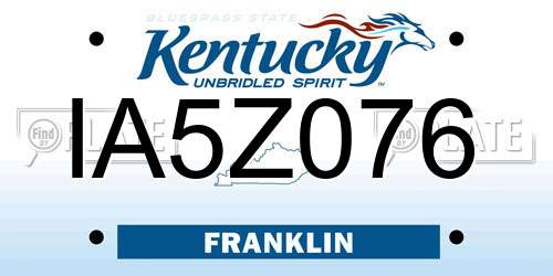 IA5Z076 Kentucky License Plate