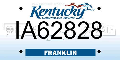 IA62828 Kentucky License Plate