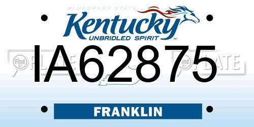 IA62875 Kentucky License Plate