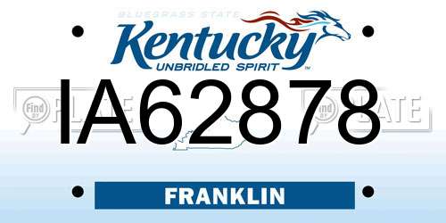IA62878 Kentucky License Plate