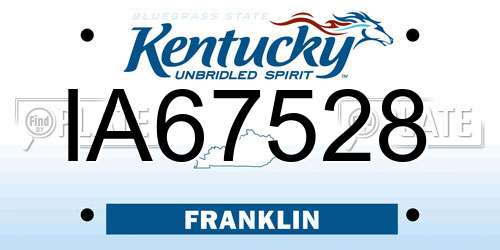 IA67528 Kentucky License Plate