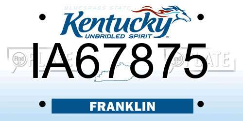 IA67875 Kentucky License Plate