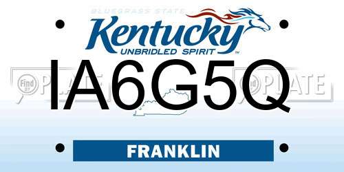 IA6G5Q Kentucky License Plate