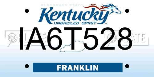 IA6T528 Kentucky License Plate