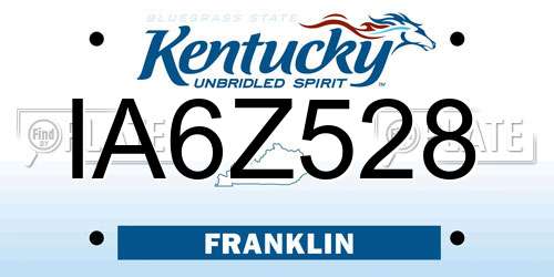 IA6Z528 Kentucky License Plate