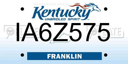 IA6Z575 Kentucky License Plate
