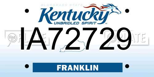 IA72729 Kentucky License Plate