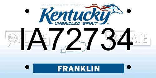 IA72734 Kentucky License Plate