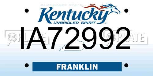 IA72992 Kentucky License Plate