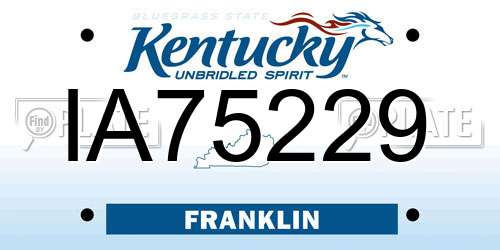 IA75229 Kentucky License Plate