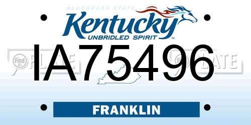 IA75496 Kentucky License Plate