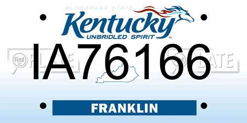 IA76166 Kentucky License Plate