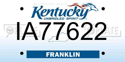 IA77622 Kentucky License Plate
