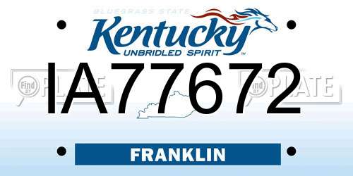 IA77672 Kentucky License Plate