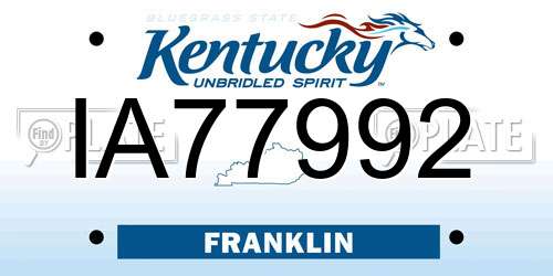IA77992 Kentucky License Plate