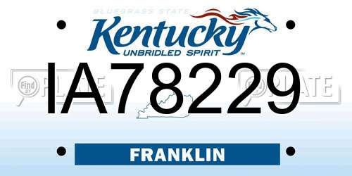 IA78229 Kentucky License Plate