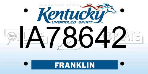 IA78642 Kentucky License Plate