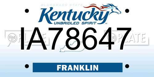 IA78647 Kentucky License Plate