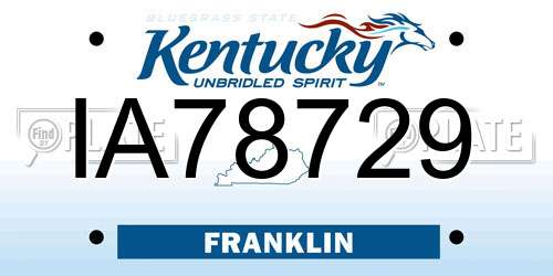 IA78729 Kentucky License Plate